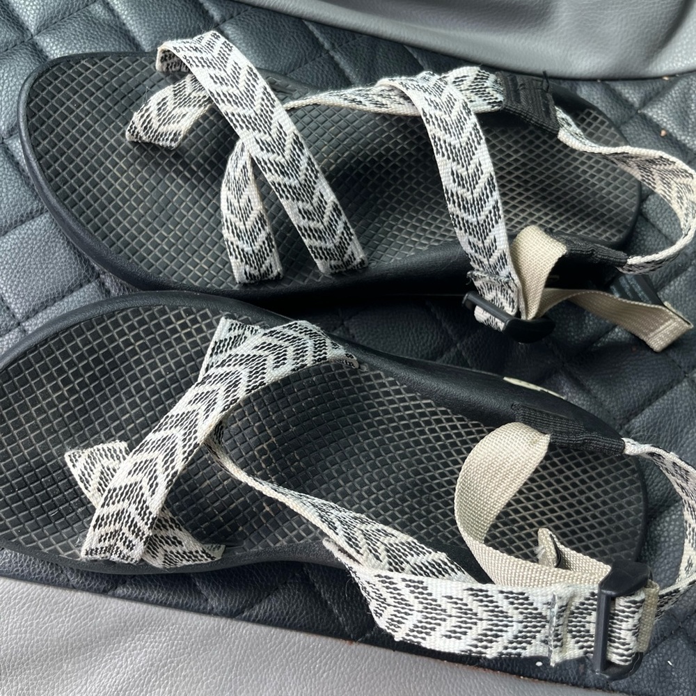 Chaco Black and White Patterned Sandals